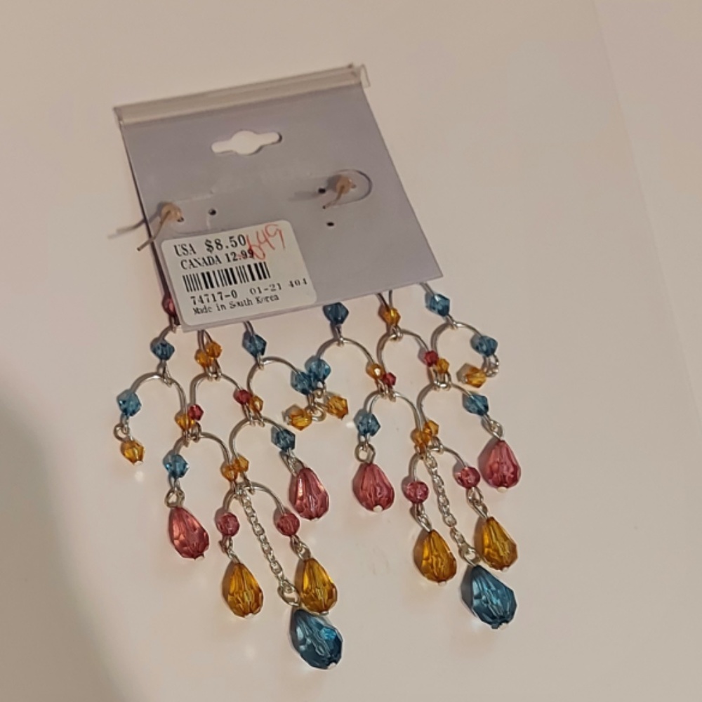 NWT Boho silver earrings with beads - Picture 4 of 4